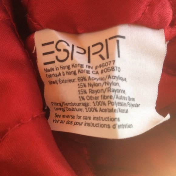 Esprit Red Vintage Velvet Hooded Full Zip Mid-length Jacket Size Medium* - Picture 4 of 7